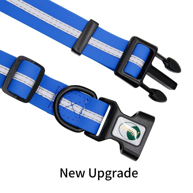 NIMBLE Dog Collar Waterproof Pet Collars Anti-Odor Durable Adjustable PVC & Polyester Soft with Reflective Cloth Stripe Basic Dog Collars S/M/L Sizes (Large (15.35â€-24.8â€inches), Blue) - Image 4